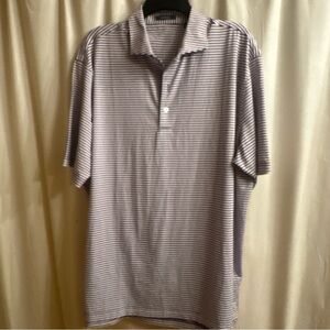 Men's Short-Sleeve Stripe Polo Shirt - Purple & White